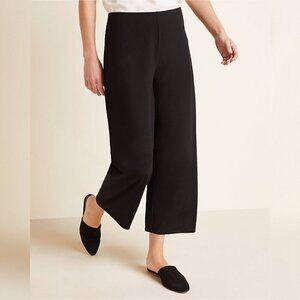 NWT Eileen Fisher Washable Stretch Crepe Straight Leg Crop Pant Black Size S